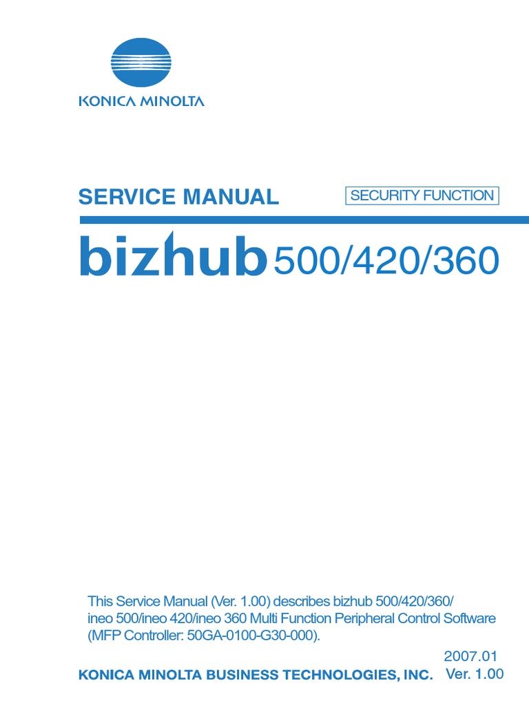 Bizhub500 420 360 SecurityFunctionSvcMan | Password | Computer File