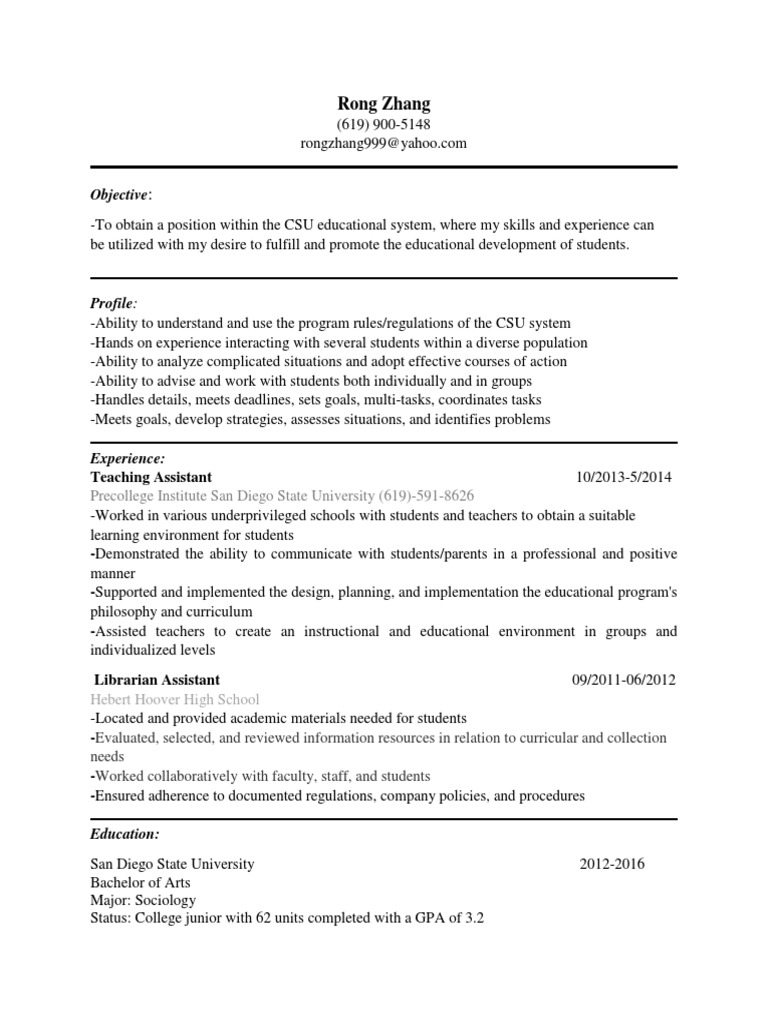 CSU Educational Development Resume | PDF
