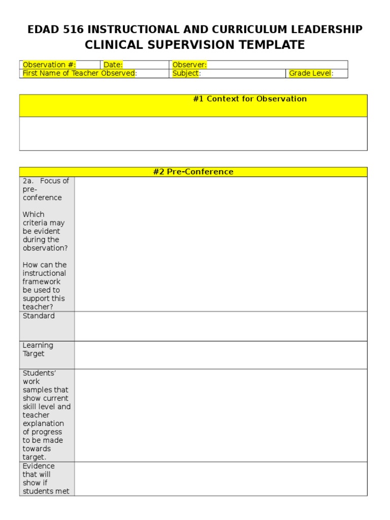 Clinical Supervision Template 81513 PDF