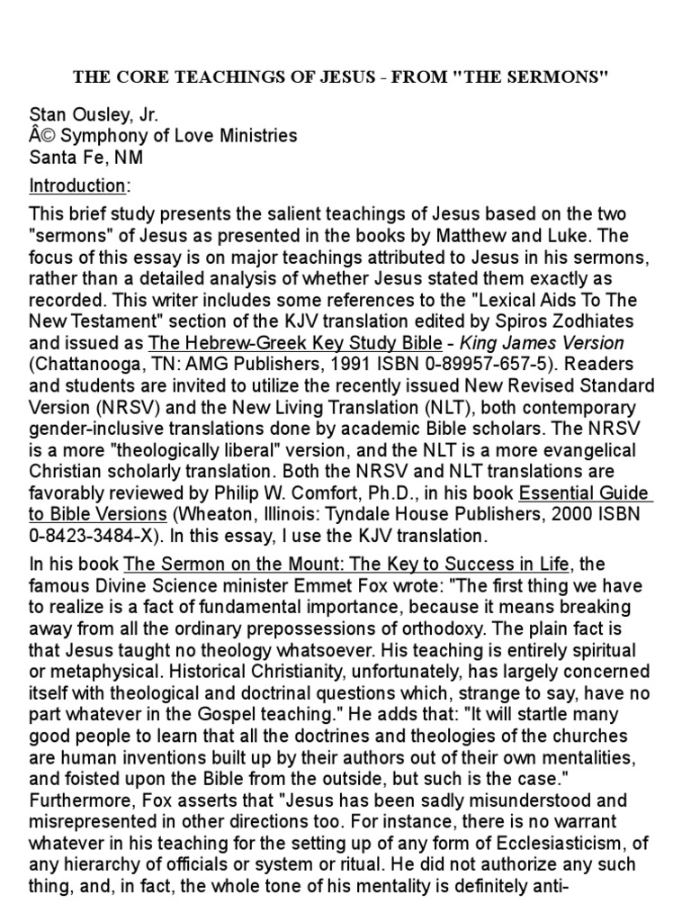 The Core Teachings of Jesus Stan Ousley | PDF | Jesus | Gospel Of Matthew