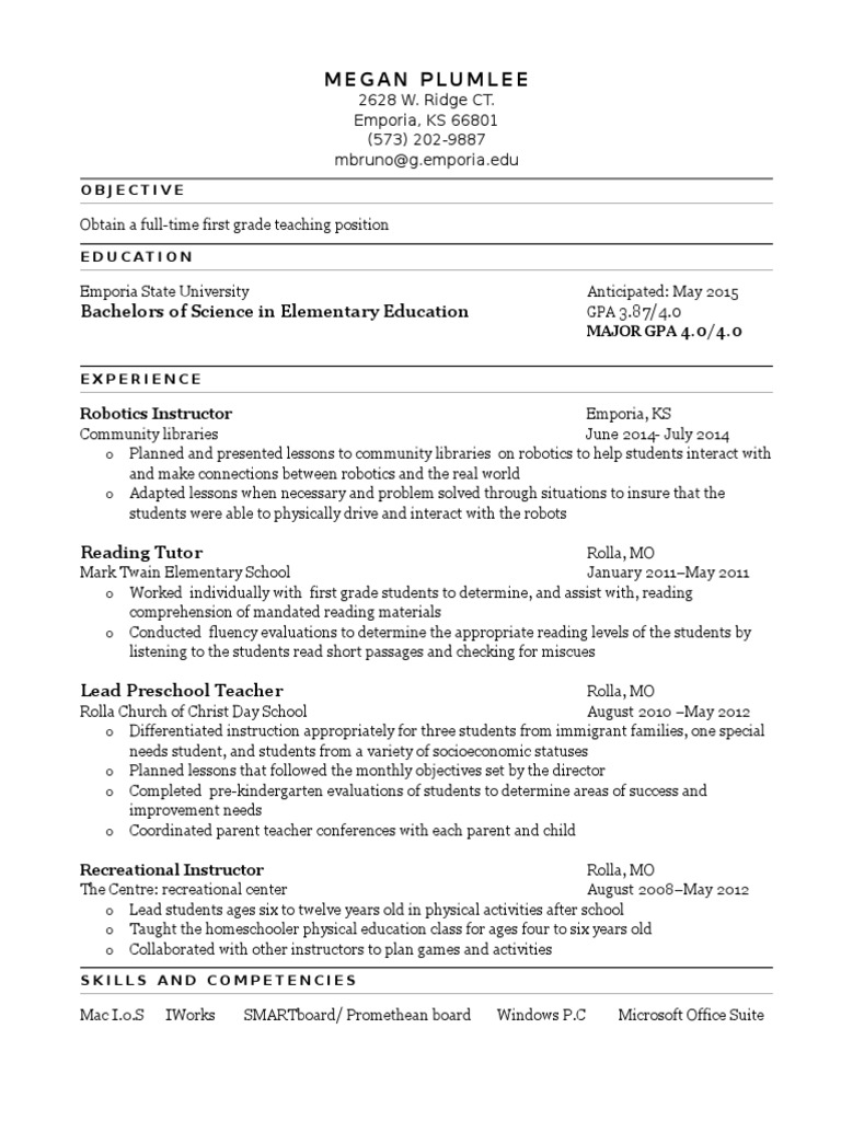 Resume Fall 2014 | PDF