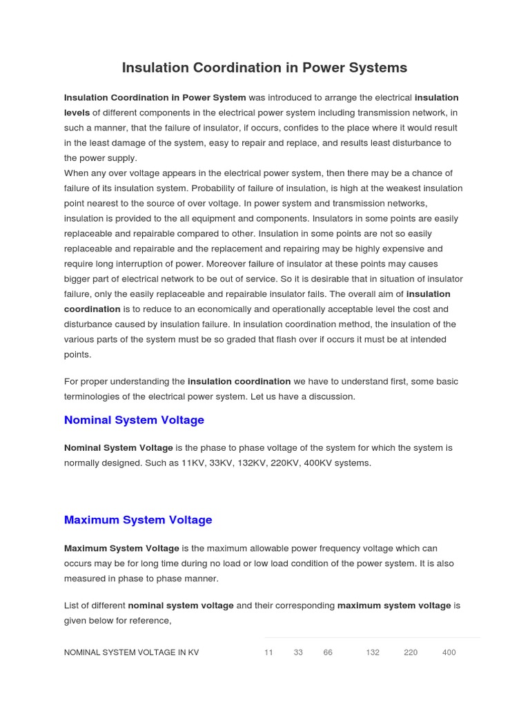 Insulation Coordination in Power Systems | PDF | Insulator (Electricity ...