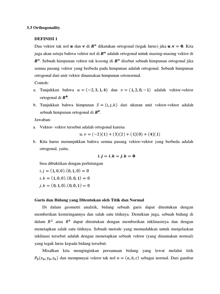 Vektor Ortogonal dan Proyeksi dalam Geometri | PDF | Metode & Bahan Ajar