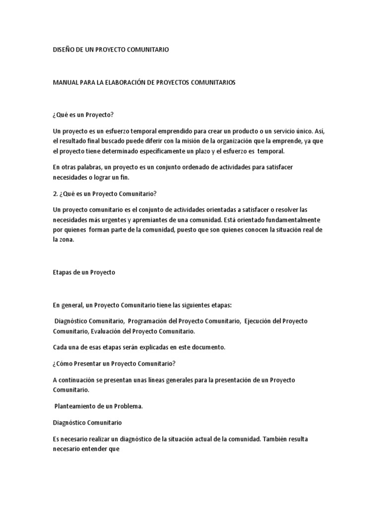 Manual de Proyectos Comunitarios | PDF | Ciencias sociales