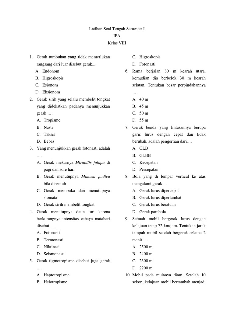 Soal Uts Ipa Kelas 9 Semester 1 Essay