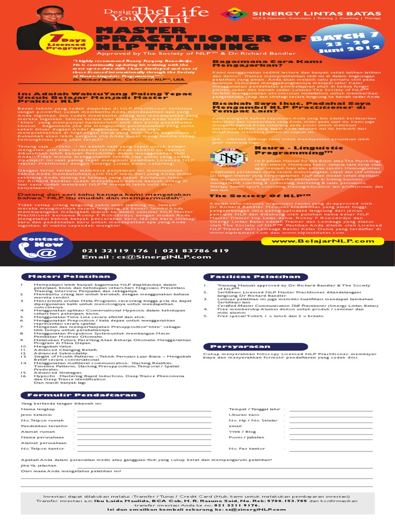 The Best Training Master Practitioner of NLP | PDF