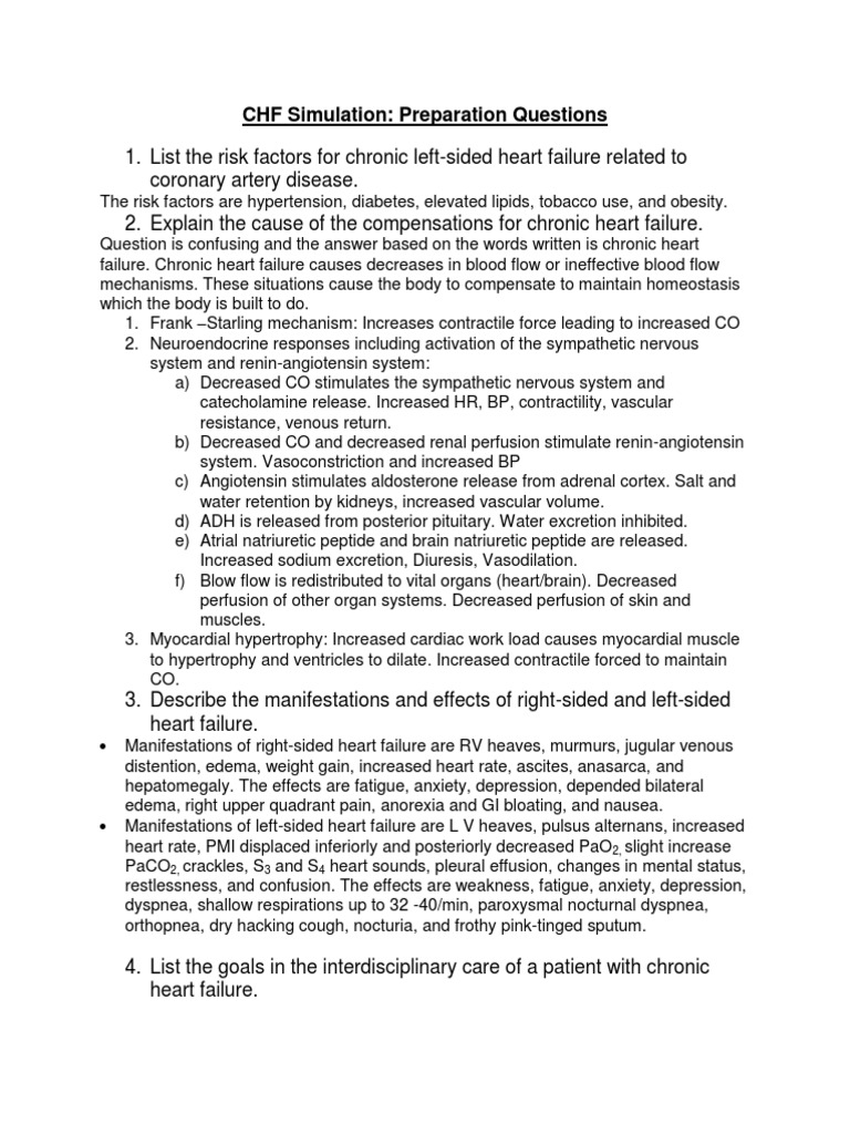 Sim Questions CHF | PDF | Heart Failure | Heart