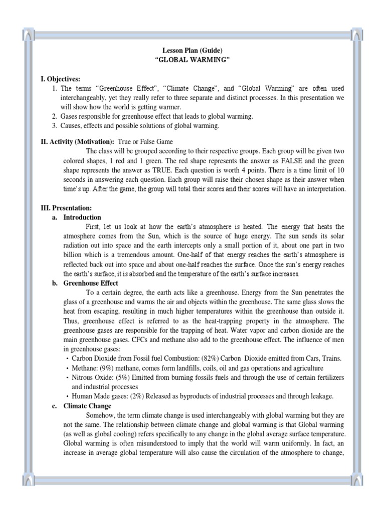 Worksheets Global Warming Worksheet lesson plan about global warming greenhouse effect