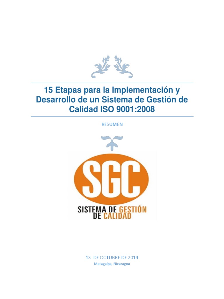 15 Etapas para La Implementación y Desarrollo de Un SGC ISO 9001 | PDF ...
