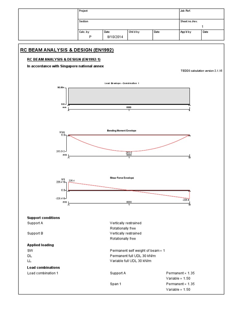RC Beam Design Analysis EN1992 | PDF | Strength Of Materials | Beam ...