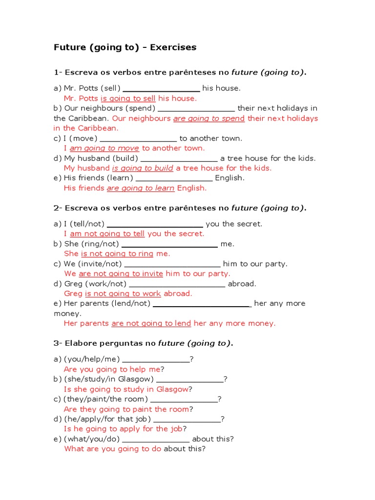 Exercícios de Futuro com Going To | PDF | Unidades semânticas | Ortografia