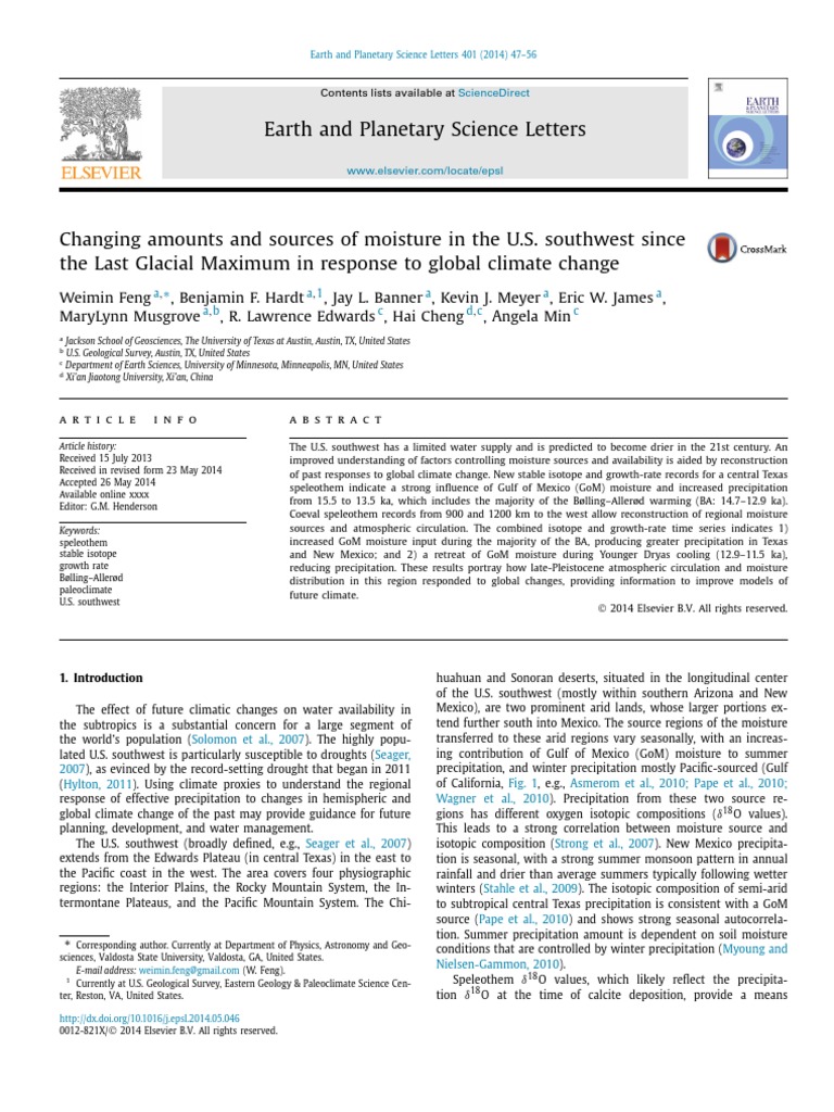 Earth and Science Letters PDF Global Warming Climate Change