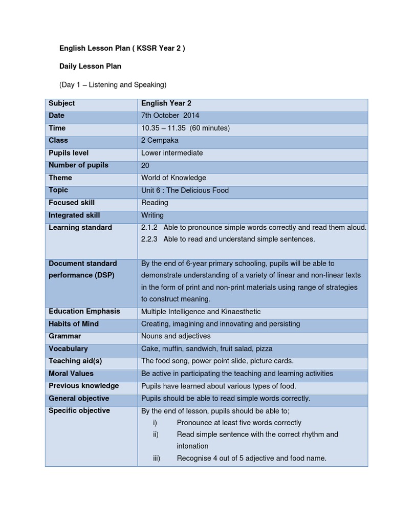English Lesson Plan | PDF | English Language | Lesson Plan