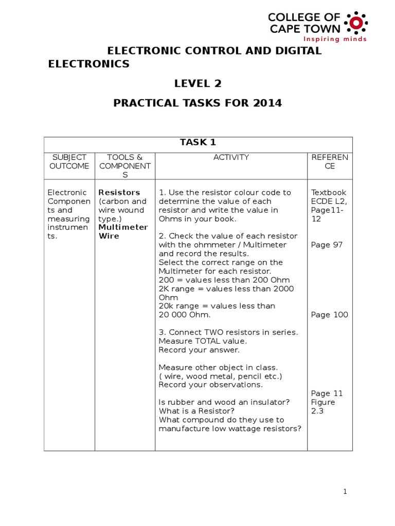 ECDE Level 2 Practical Tasks Guide | PDF | Technology & Engineering