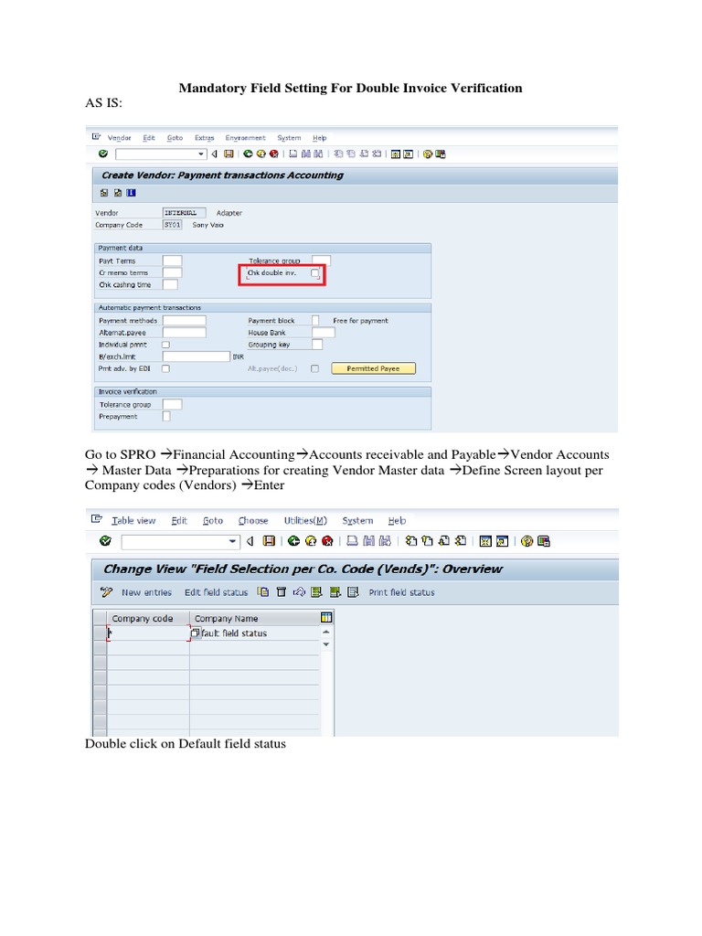 Double Invoice Verification Setup Guide | PDF