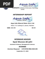 Download Aqua Safe Mineral Water Internship Report by ZeeRocks SN24227710 doc pdf