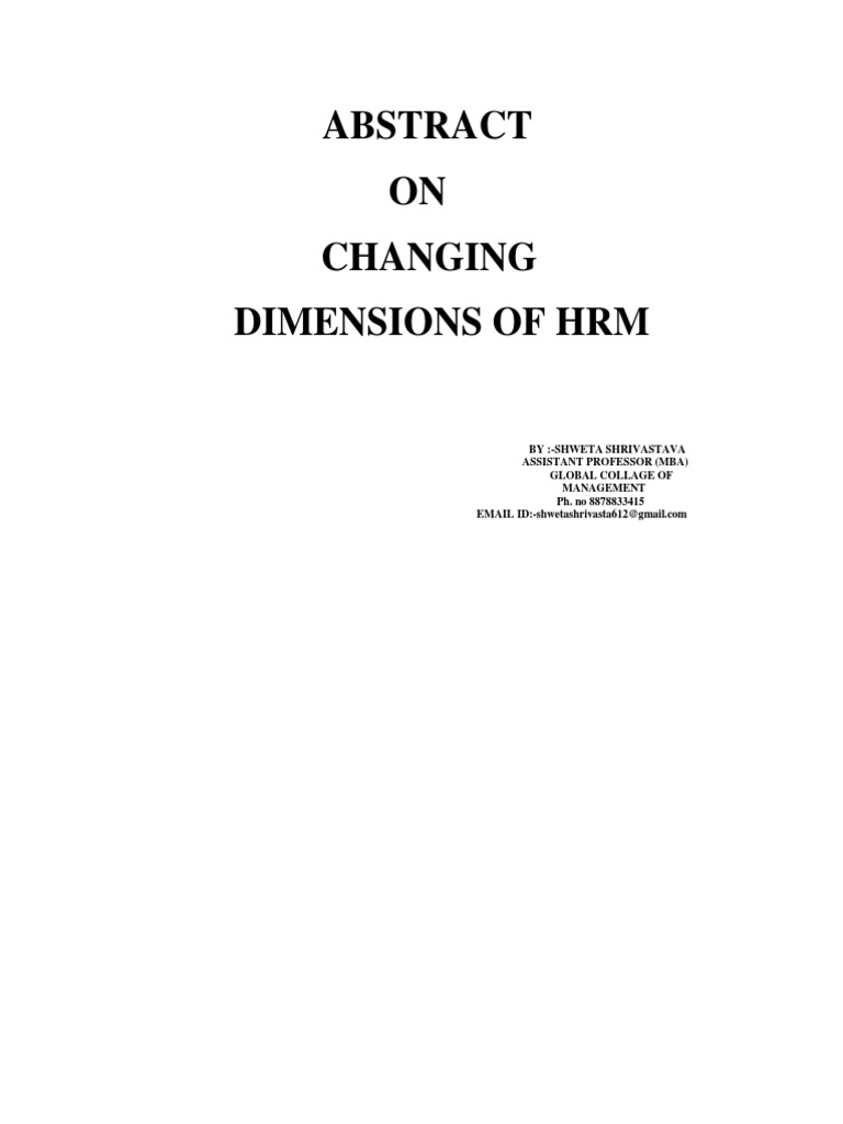 Evolving Trends in Human Resource Management | PDF | Human Resource ...