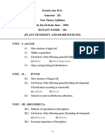 Second Year B.Sc. Semester - III New Theory Syllabus in Forced From June - 2008 Botany Paper - 301 (Plant Diversity and Bioresources) Unit - I:Algae