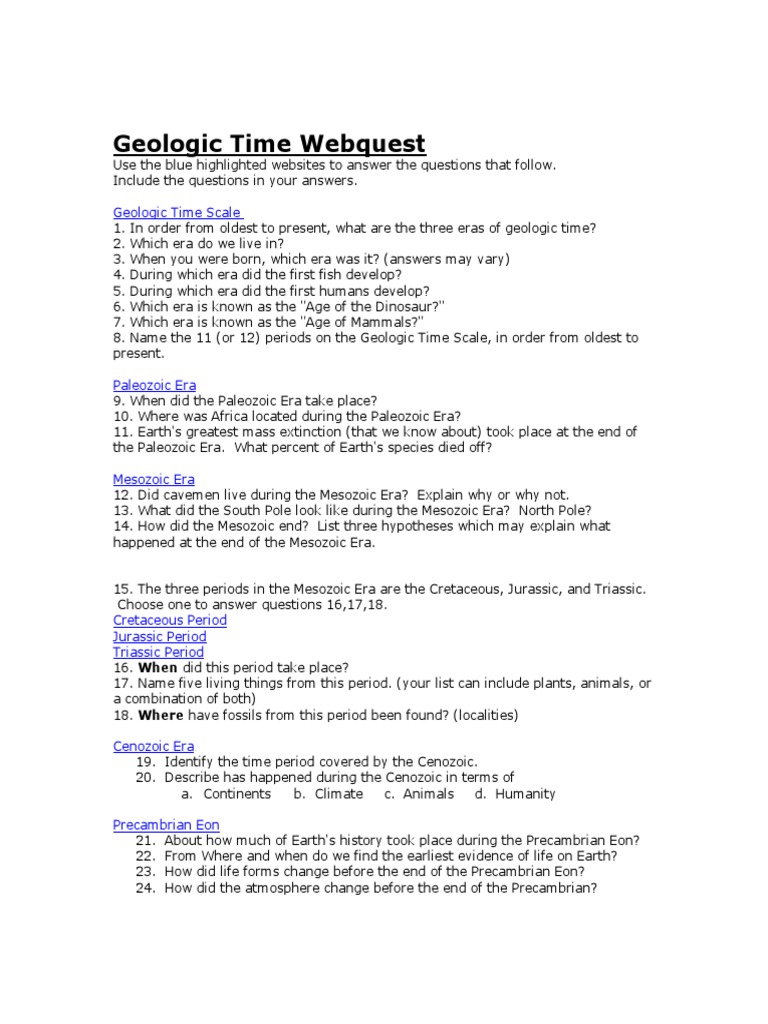 Geologic Time Webquest PDF