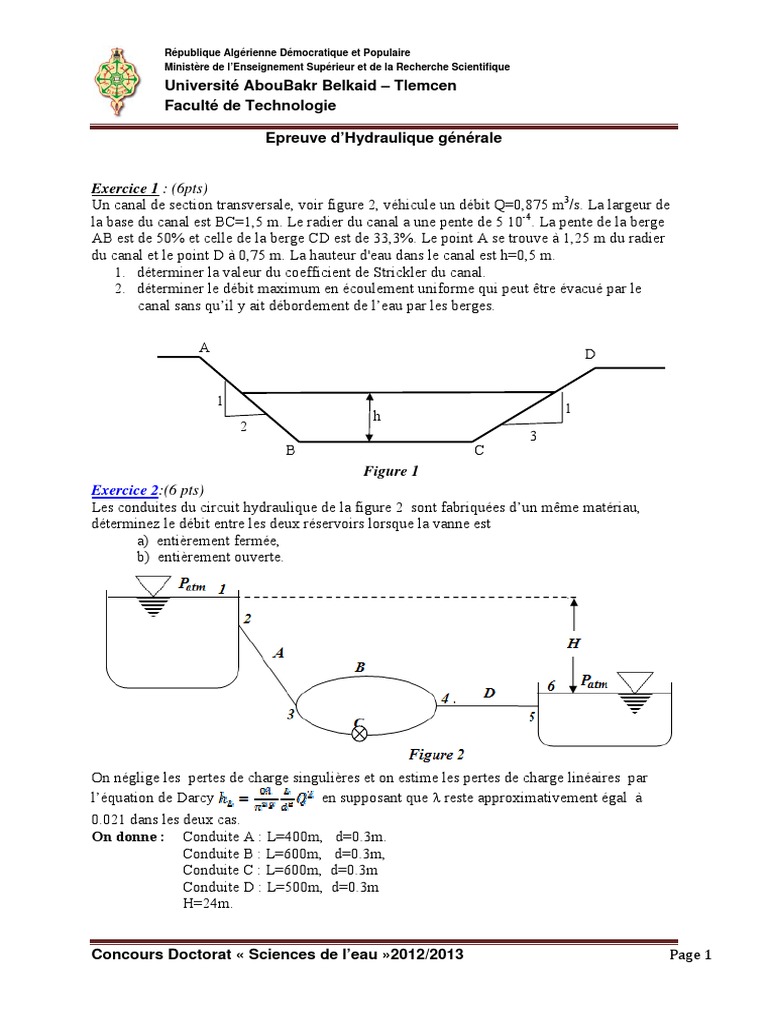 Cours Et Exercices Corrigés D'hydraulique Générale Pdf