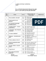 Tematica Activitatilor Extrascolare 2014-2015