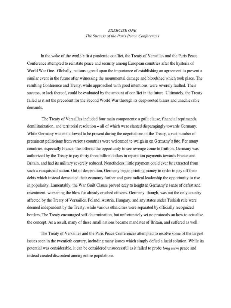 Failure of the Paris Peace Conference | PDF | Treaty Of Versailles ...