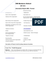 CMS Business School: SIP 2014 Initial Information Report (IIR) - Format