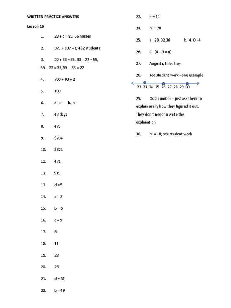 Lesson 16 Written Practice Answers | PDF | Science & Mathematics ...