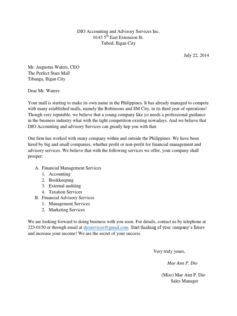 Advertising Letter | PDF | Business | Finance & Money Management
