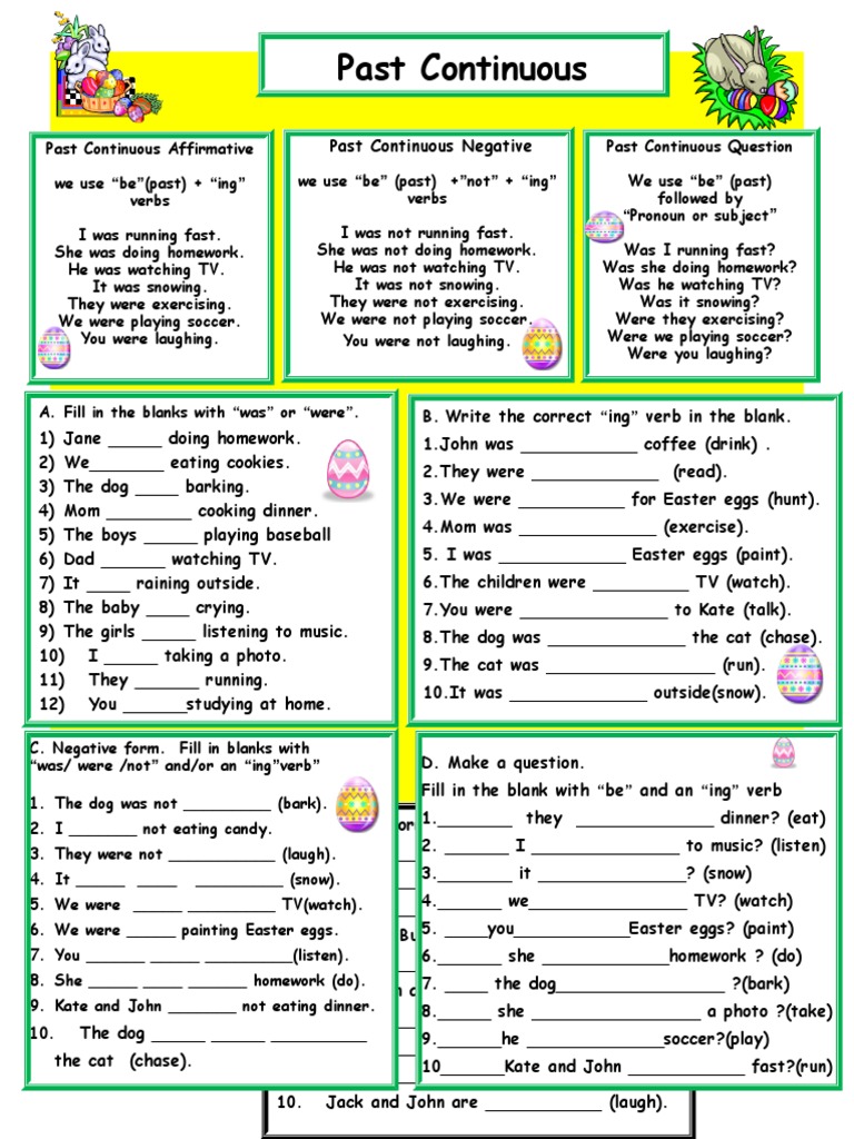 Past Continuous Tense Exercises | PDF | Language Arts & Discipline