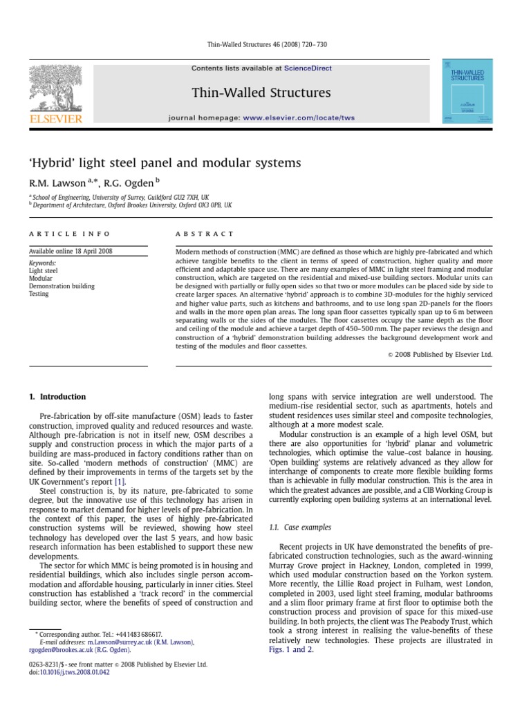 Hybrid Light Steel Modular Systems | PDF | Framing (Construction) | Wall