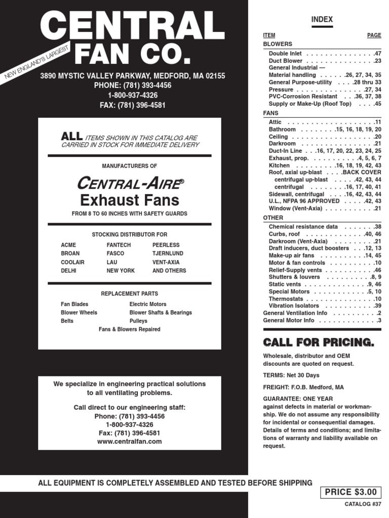 Central Fan Catalog PDF PDF