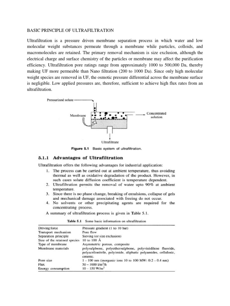 Ultrafiltration: Principles and Membranes | PDF | Membrane | Separation ...