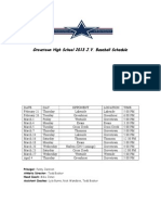 2013 J.V. Baseball Schedule
