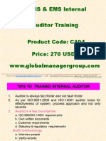 QMS & EMS Internal Auditor Training Product Code: C104 Price: 270 USD