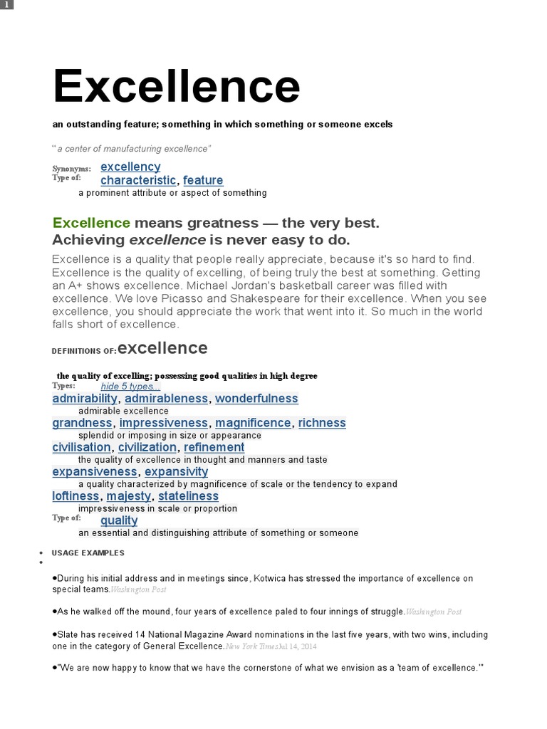 Understanding Excellence: Key Qualities | PDF