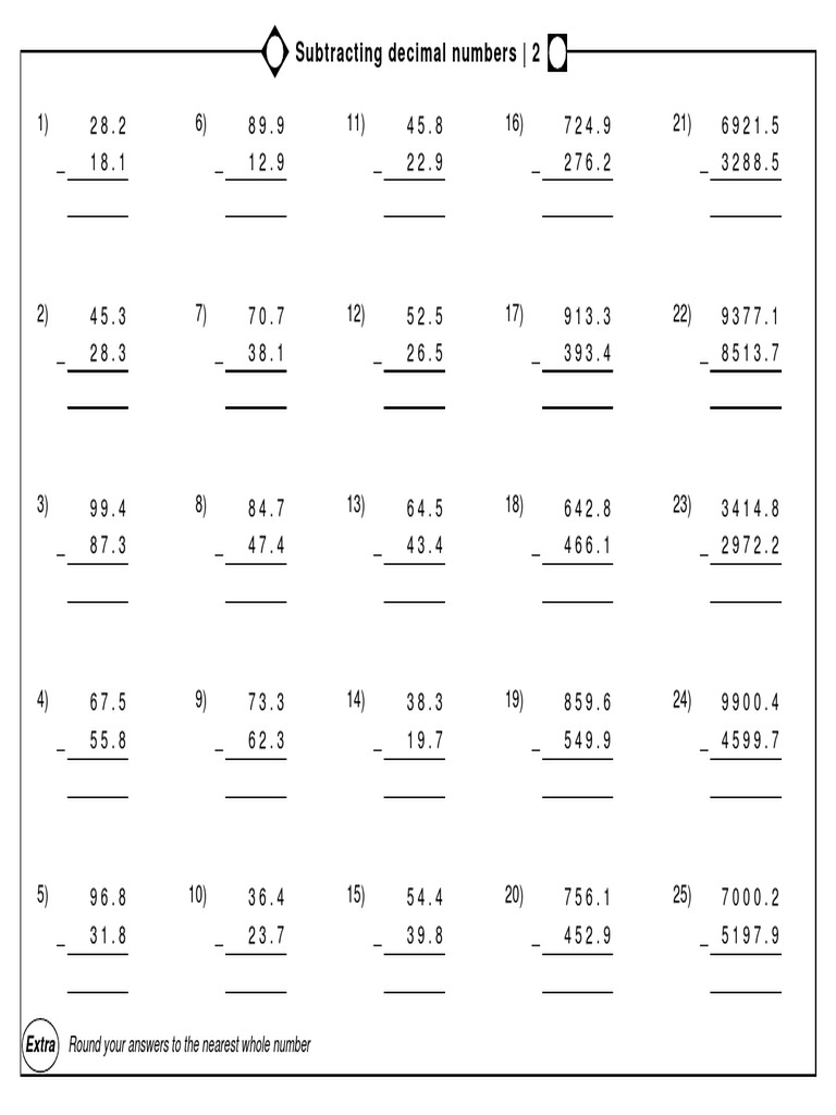 Subtracting Decimal Numbers Guide | PDF