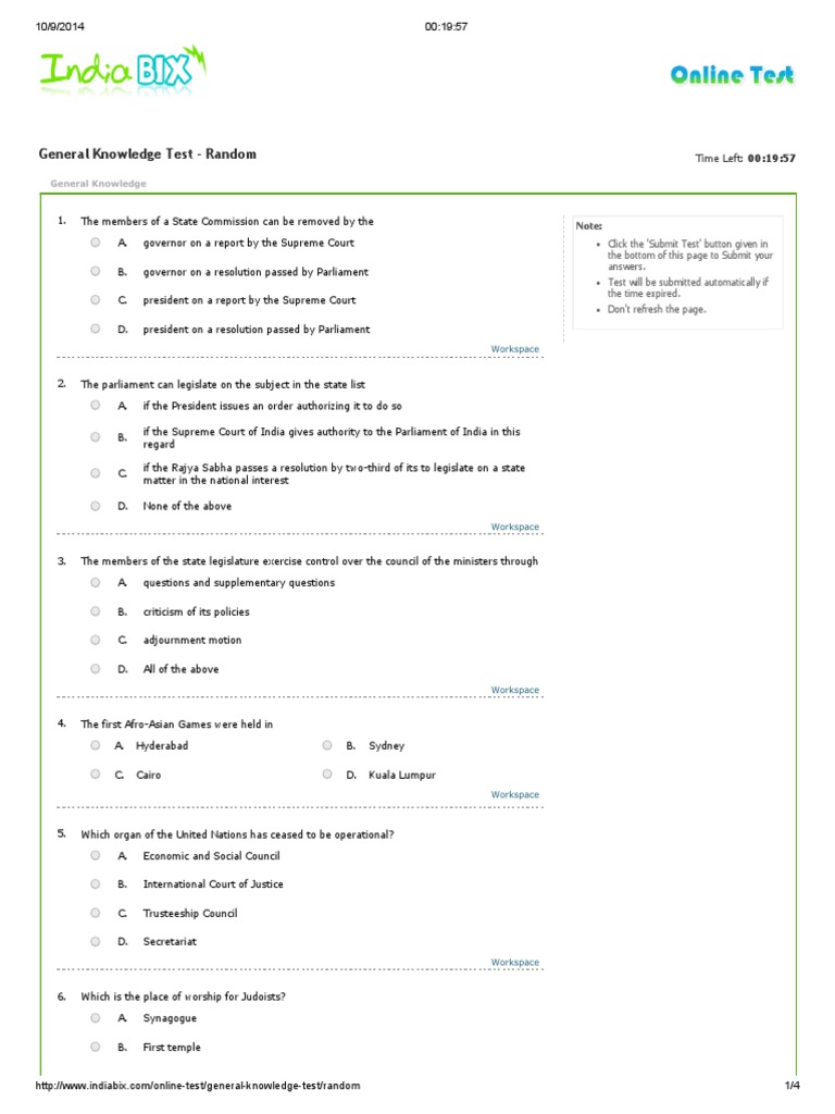 General Knowledge Test - Random | PDF | Carbon | Nature