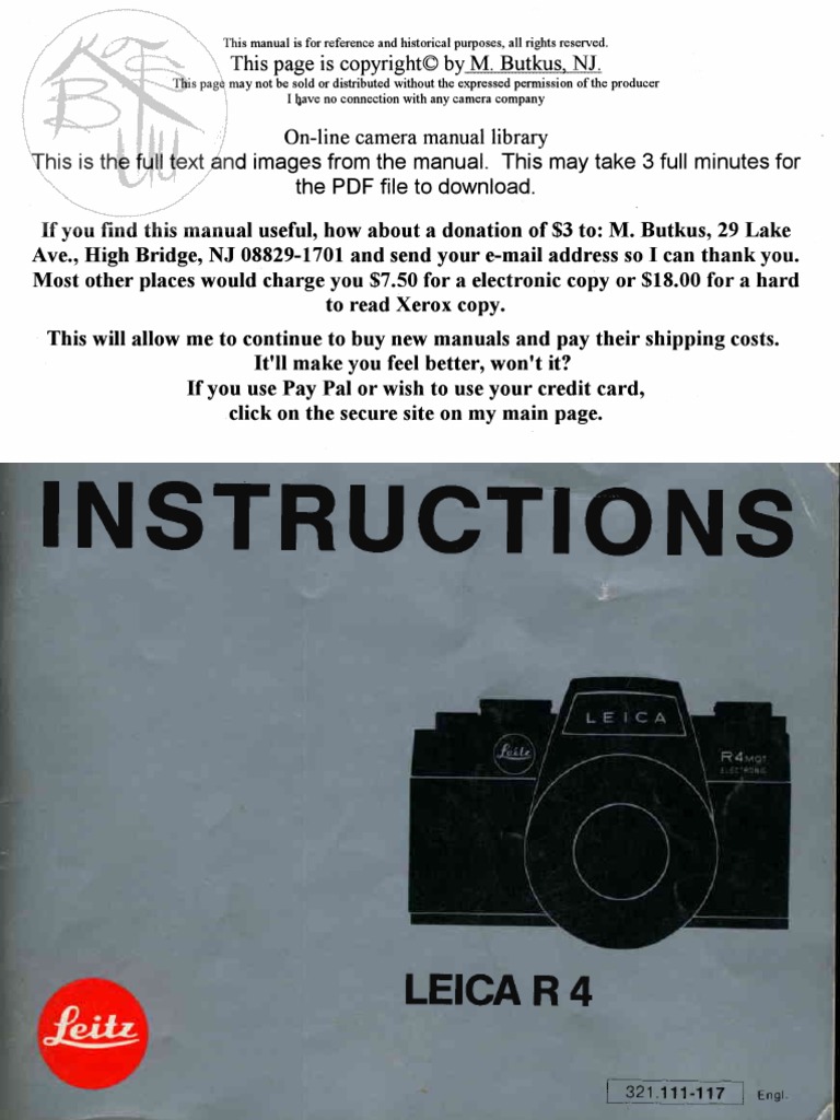 Leica r4 Mot | PDF | Exposure (Photography) | Shutter Speed