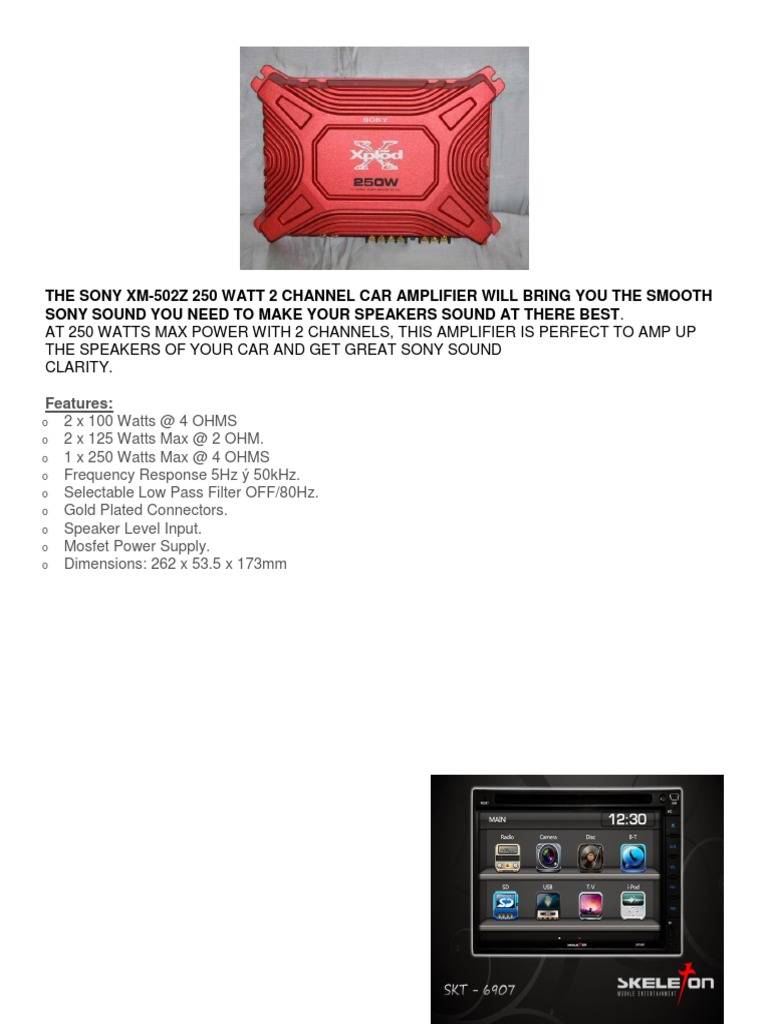 Sony XM-502Z 250W Car Amplifier Specs | PDF | Computers