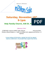 Saturday, November 15 9-1pm: Holy Family Church, 430 St. Peter Ave