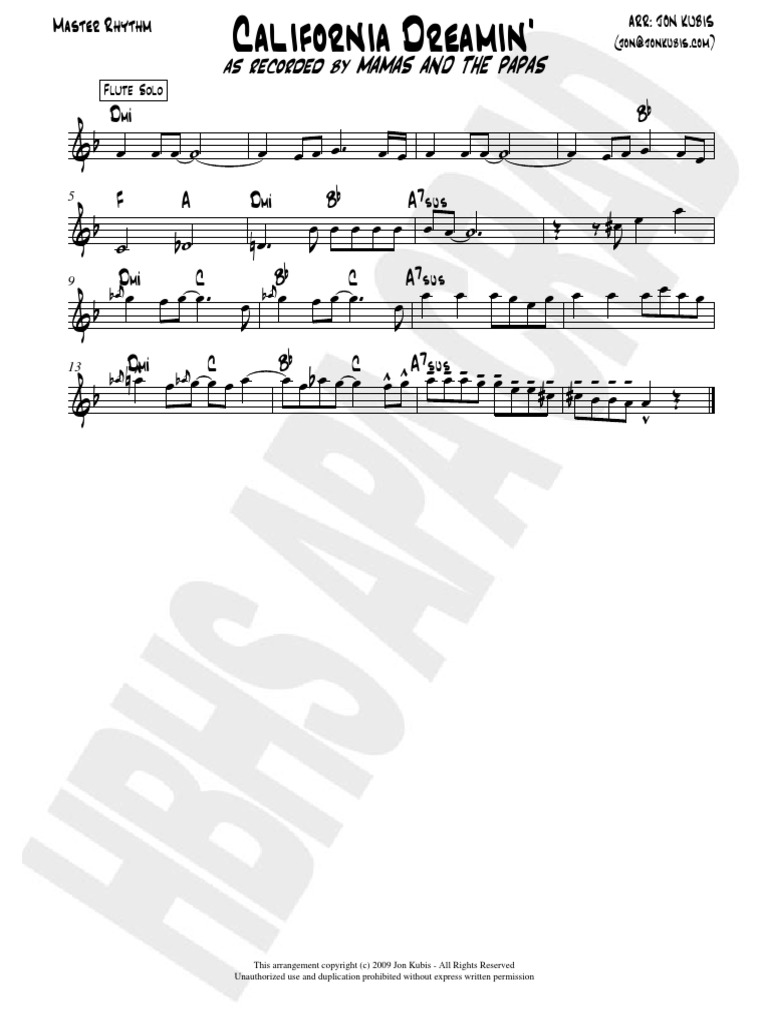 California Dreamin (Flute Solo Transcription) | PDF | Musique jazz |  Divertissement (Général)
