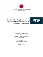 Teachers' Teaching Performance in College Algebra and Its Relationship To Their Student Academic Achievement