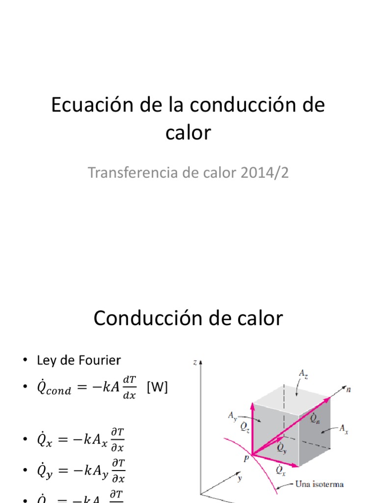 Ecuación de La Conducción de Calor PDF Conduccion termica Calor