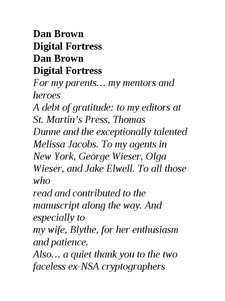 Dan Brown Digital Fortress PDF