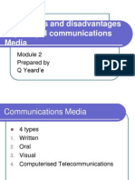 Advantages and Disadvantages of Principal Communications Media