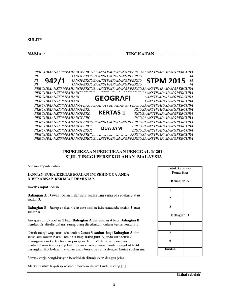 Soalan Geo p1