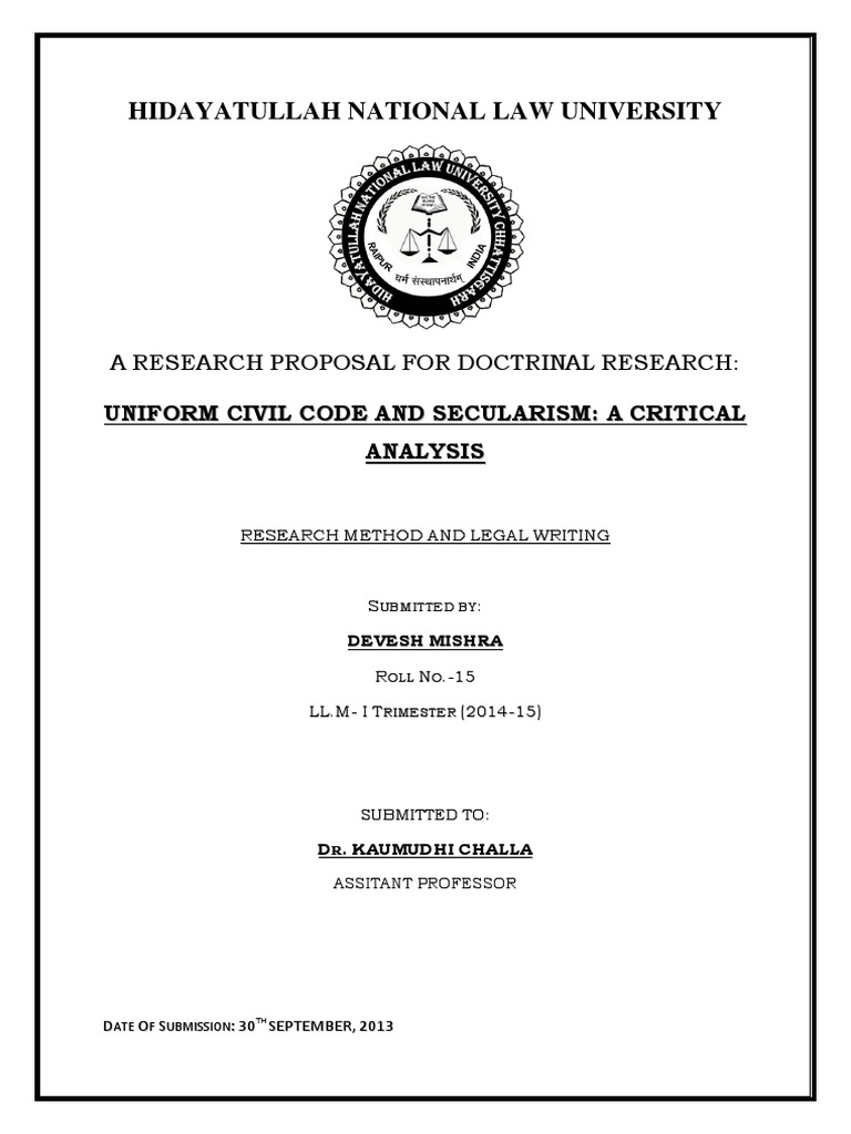 front page of research project