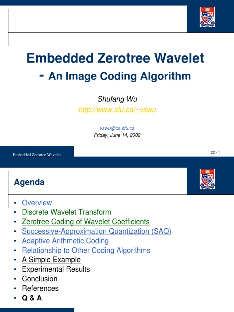 Embedded Zerotree Wavelet: An Image Coding Algorithm | PDF | Wavelet ...