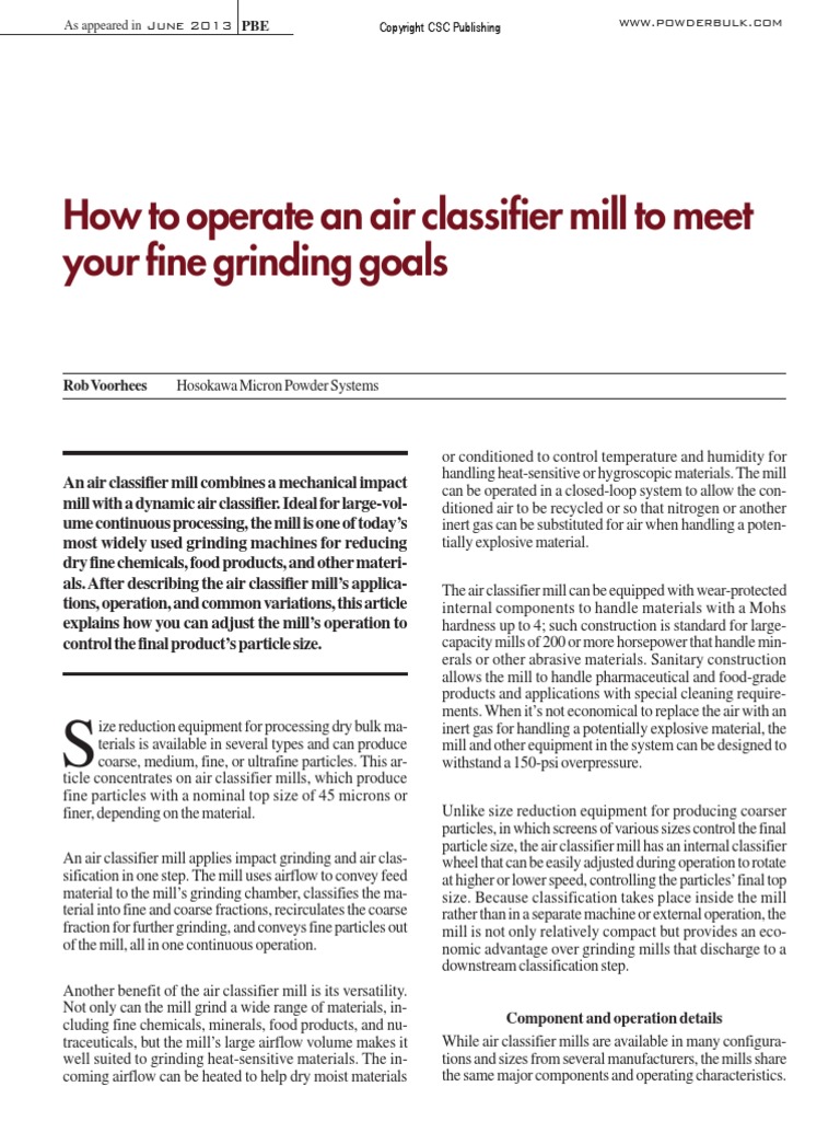 How To Operate An Air Classifier Mill To Meet Your Fine Grinding Goals ...